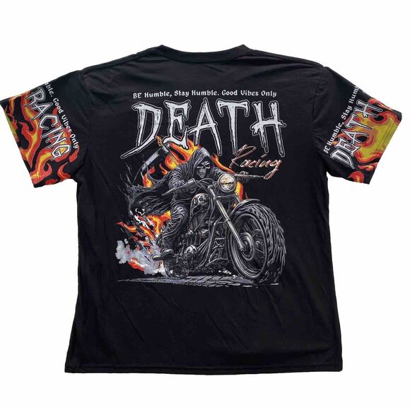 Fresh Laundry T Shirt Men 2XL Black Grim Reaper Death Racer Good Vibe Motorcycle - Picture 1 of 7